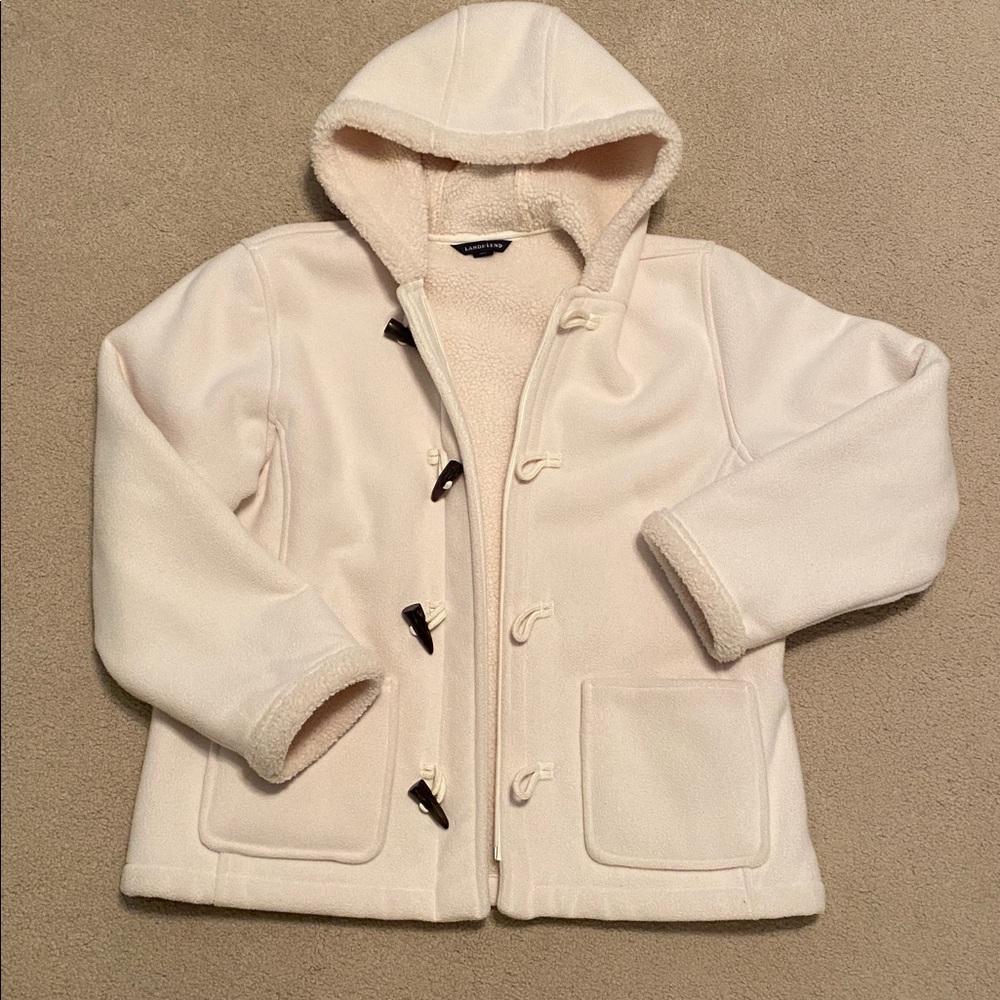 Lands' End Cream or off white Toggle Coat in size medium 10-12.